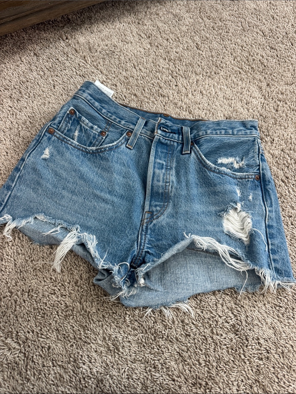 Levi's Light Blue Distressed Cutoff Denim Shorts
